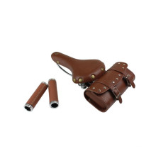 2016 SPRUNG RIVETED CLASSIC VINTAGE LOOK BICYCLE SATTEL + TASCHE + GRIP TAN BROWN SCHWARZ